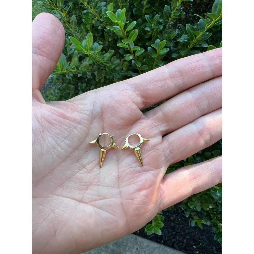 NEW Maria Tash 6.5 MM Triple Long Spike Diamond Eternity Hoop Earring - Picture 3 of 6